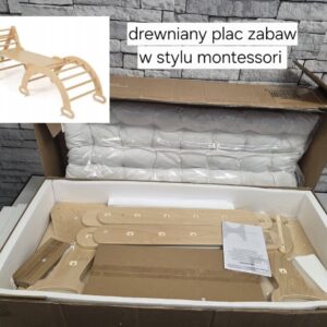 Drewniany plac zabaw w stylu Montessori, nowy
